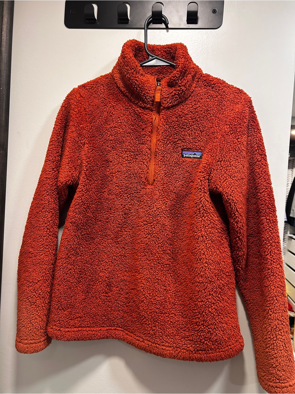 Patagonia Rust Orange Sherpa Quarter-Zip Turtleneck Pullover